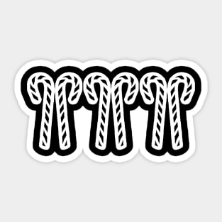 White Line Art Two Candy Canes Trio for Christmas Sticker